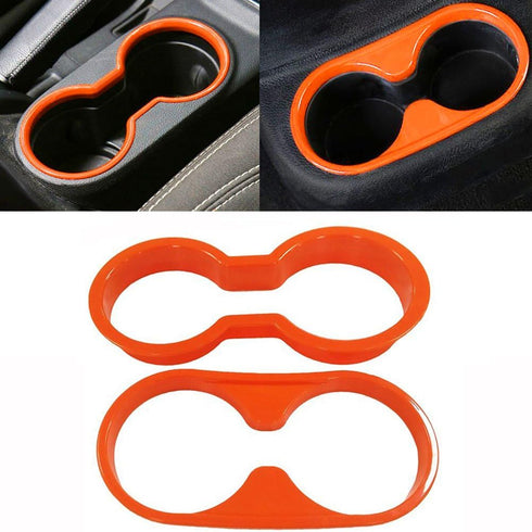 E-cowlboy 4PCS Interior Accessories Decoration Kit - Cover Trim & Holder Trim for Jeep Wrangler JK JKU 2011-2018 4-Door (Orange)...