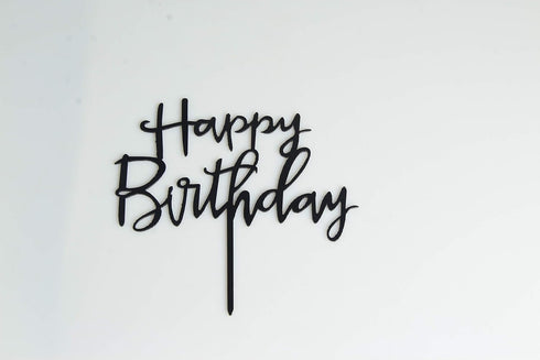 Happy Birthday Cake Topper. Cake Party Decorations, Acrylic Black Birthday cake Topper...