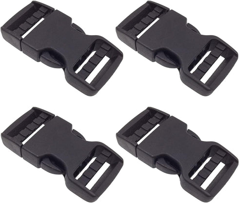 DGQ Quick Side Release Buckles 1" Wide 4 Packs Dual Adjustable No Sewing Clips Snaps Heavy Duty Plastic Replacement for Nylon Strap Backpack Fanny...