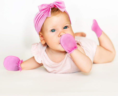 Geyoga 18 Pieces Baby Headband Newborn Socks and Mittens Sets Elastic Baby Essentials Boys Girls 0-6 Months...