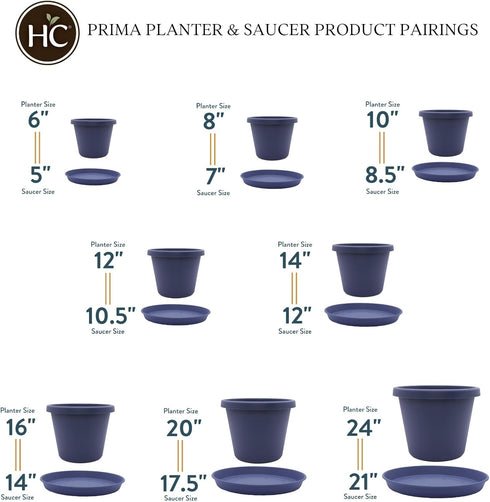 The HC Companies 12 Inch Round Prima Planter - Plastic Plant Pot with Rolled Rim for Indoor Outdoor Plants Flowers Herbs, Twilight Blue...