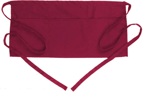 BOHARERS Waist Apron with 3 Pockets - Red Waitress Waiter Server Short Apron...