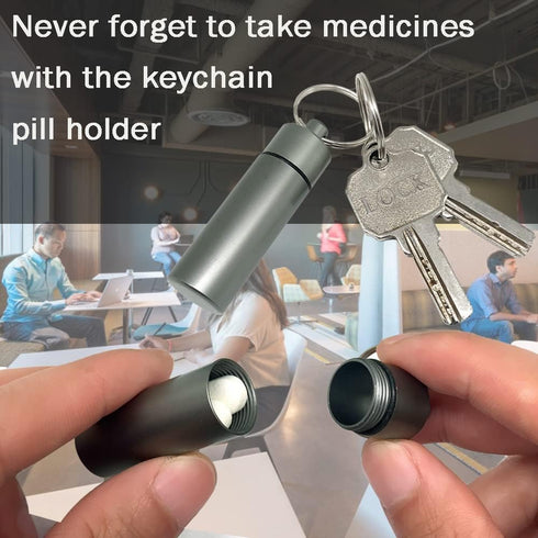3 Packs Keychain Pill Holder, EFFIET Waterproof Pill Fob Case Box Outdoor Container for Emergency Medicine Drugs, Foam Earplug Storage Case with E...