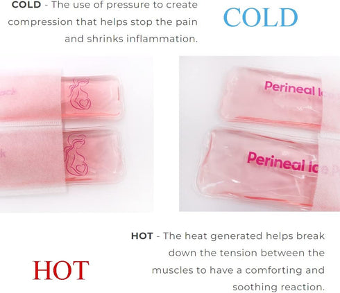 Perineal Cooling Pad, Postpartum Cold Packs Gel Bead Ice Pack Cold Therapy for Women After Pregnancy and Delivery, 2 Ice Pack and 3 Cover (Pink Ge...
