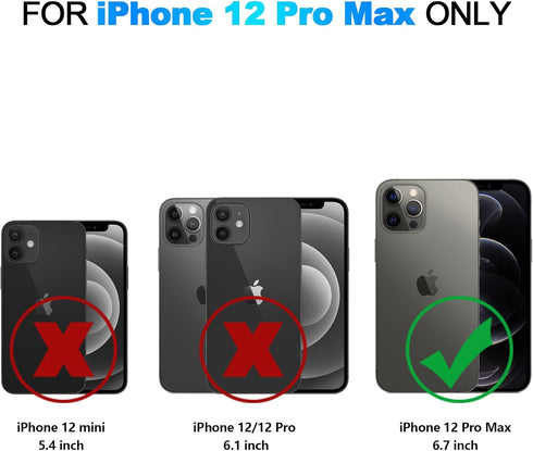 Nvollnoe for iPhone 12 Pro Max Case with Card Holder Heavy Duty Protective Dual Layer Shockproof Hidden Card Slot Slim Wallet Case for iPhone 12 P...