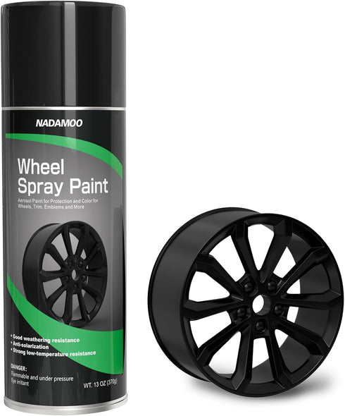 NADAMOO Aluminum Wheel Spray Paint, Semi-gloss Aerosol Car Rim Paint for Recolor and Protection of Metal Surface, Black, 1 Can, 13 Oz...