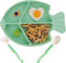 Baby Feeding Dish Sets with Spoon and Forks,NICINGU 3 Pcs/Sets Divided Silicone Suction Plates Utensils for Toddler Kids BPA Free Microwave Dishwa...