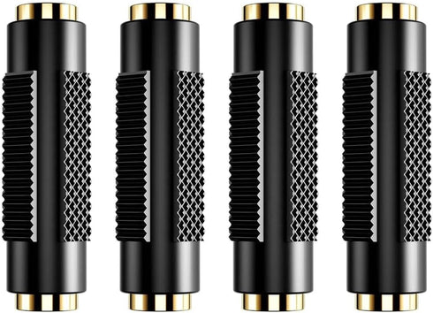 3.5mm ?1/8 Inch ? to 3.5mm ?1/8 Inch? Stereo Jack Female to Female Adapter Connector Gold Plated (4 Pack)...