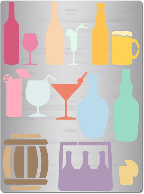 GORGECRAFT Glass Bottle Stencils Drink Beer Wine Juice Oktoberfest Metal Journal Stencil Stainless Steel Painting Template for Wood Burning Pyrogr...
