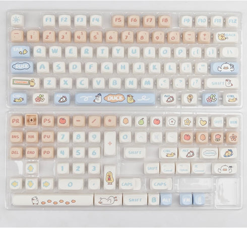Sumgsn MOA Profile Keycaps 138 Keys Yellow Cute Duck PBT DYE-SYB Keycap for Mx Cherry Mechanical Keyboard GH60 GK64 FC660M RK860 RK987 RK61...