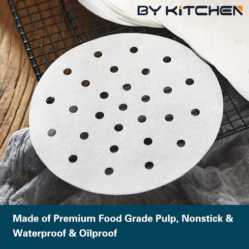 10 Inch Air Fryer Liners, Set of 200, 5/6/7/8/9 Inch Bamboo Steamer Liners/Air Fryer Perforated Parchment Paper for Air Fryer, Steaming Basket and...