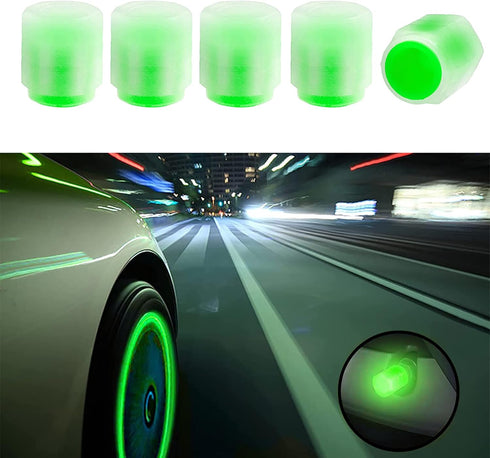 Tire Valve Stem Caps for Car, 5PCS Fluorescent Valve Stem Caps, Noctilucous Tire Air Caps Cover, Illuminated Auto Wheel Valve Stem Cap Fit for Car...