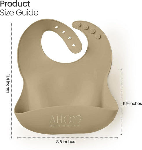 AHOM Set of 2 Baby Food Bib for Babies and Toddlers/ Silicone Baby Unisex Bib/ Dishwasher Safe...
