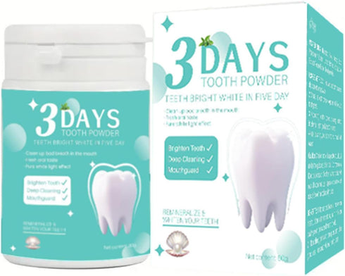 3 Days Teeth Whitener Mint Deep Cleaning and Remineralizing Tooth Powder Pearl Powder - Stain Remover & Polisher for Brighting White Teeth in 5 Da...