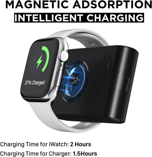 Portable Charger for Apple Watch, 2000mAh Wireless iWatch Portable Charger, Magnetic Power Bank Keychain Travel Smart Watch Charger for Apple Watc...