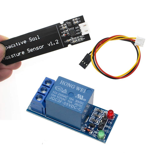 Automatic Irrigation DIY Kit Self Watering System with Capacitive Soil Moisture Sensor 1 Channel 5V Relay Module and Water Pump + 1M Vinyl Tubing ...
