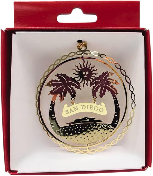San Diego California Brass Christmas Ornament...
