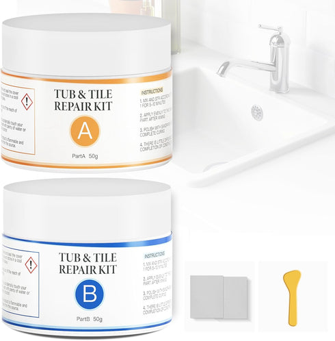 VERNY Tub Repair Kit Fiberglass Tub Repair Kit, 3.7oz Acrylic Wall Repair Tub Porcelain Repair Kit Tile and Shower Repair Kit, for Toilet, Sink Cr...