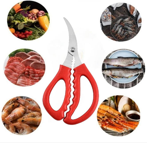 4 Pcs Seafood Scissors for Kitchen Multifunctional Seafood Fish Crab Shrimp Lobster Scissors Stainless Steel Shears,Red and black...