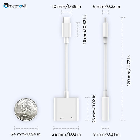 USB C Splitter 1 in 2 Out, Dual USB C Headphone and 60W Charger Adapter, Type C Audio Adapter with Fast Charging Dongle Compatible with iPhone 15,...