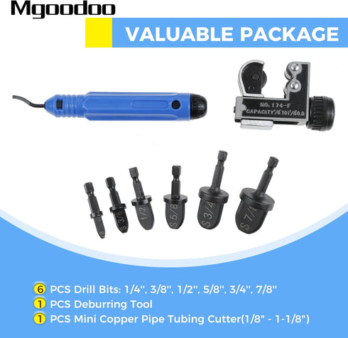 Mgoodoo 8 Pcs HVAC Repairing Tools, Air Conditioner Copper Tube Swage Tool with Expander Drill Bit Set, Copper Pipe Cutter and Deburring Tool for ...