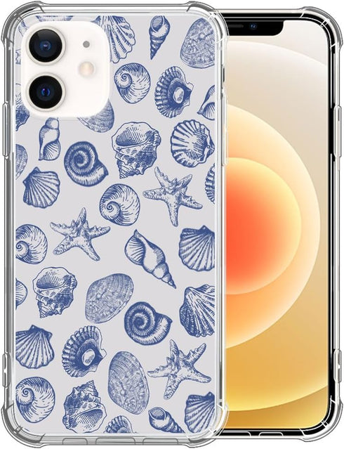 DAIZAG Case Compatible with iPhone 11,Cute Blue Seashell Phone Case for Girl Women,Four Corner Airbag Transparent Soft Clear Phone Case for iPhone...