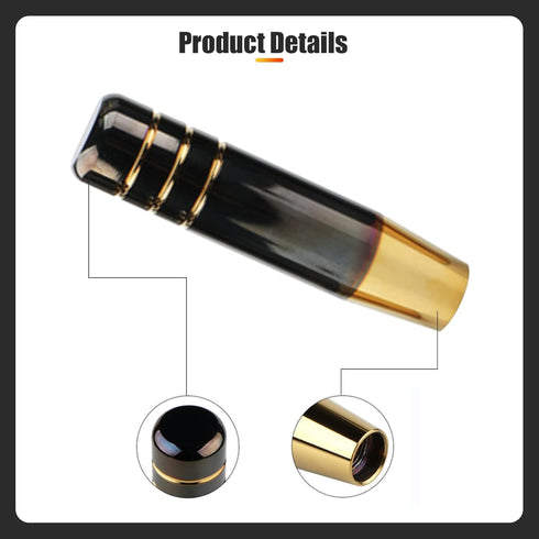 1 PC Polished Aluminum Alloy Car Gear Stick Lever Shift Knob, 5" Car Gear Long Handle Weighted Shifter Knob with 3 Threaded Adapters Fit Most Auto...