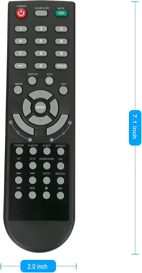 New Remote Control Replacement Applicable for Polaroid TV 32GSR3000FC 40GSR3000FC 55GTR3000-2 55GTR3000 55GTR3000 DE550M3N4AU-YA4 DE416T1N4AU-PA4 ...