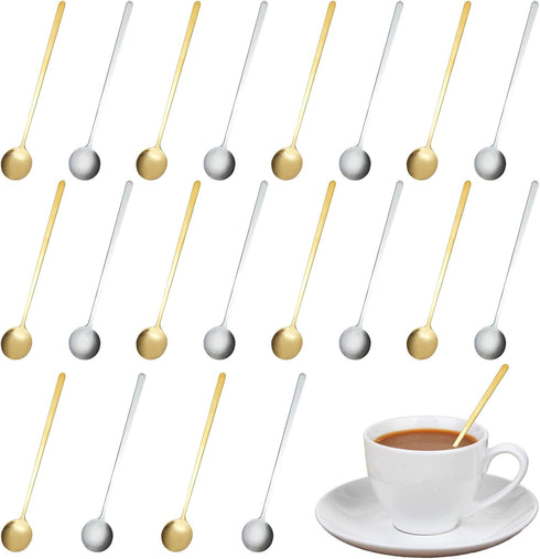 20 Pcs 6.8 Inches Coffee Spoons, Espresso Spoons, Stainless Steel Stirring Spoons with Long Handle, Cute Coffee Bar Accessories, Mini Gold Spoons ...