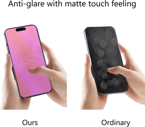 2 Pack Matte Anti-Blue Privacy Tempered Glass for iPhone 14 Pro/iPhone 15 Anti-glare Anti-Spy Screen Protector Anti-Peeping Film Electroplated Col...