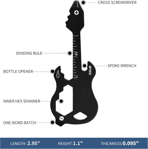 Keychain Multi-tool 2Pack Guitar Modeling Metal Pocket Tool for men Portable No rust multi-function tools Wrench for Screw,ruler and bottle opener...