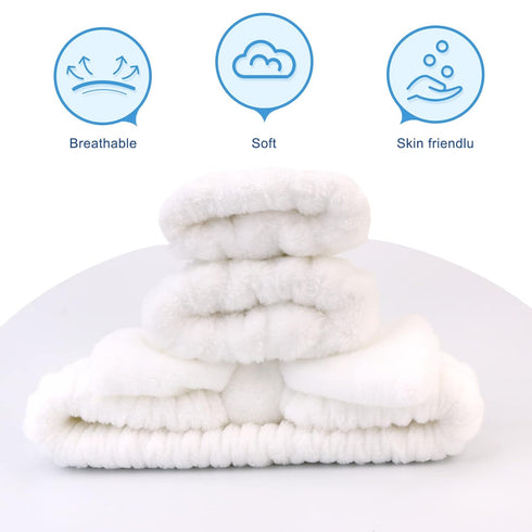 3 Pack Spa Headband and Wrist Washband Face Wash Set,Reusable Soft Makeup Headband Fleece Skincare Headbands for Washing Face Shower (White)...