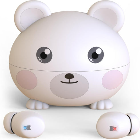 Kids Headphones for School Toddler Wireless Earbuds with Mic Bear Charging Case Waterproof Bluetooth Ear Buds for Boys Girls Teen 5+ Years, Compat...