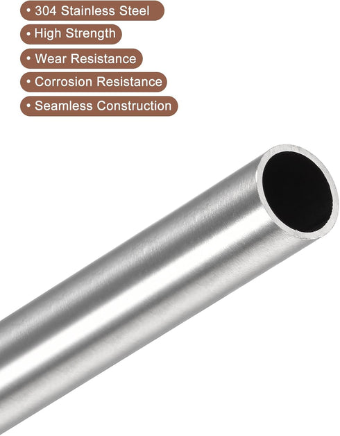 uxcell 304 Stainless Steel Tube, OD 12.7mm x 1mm Wall Thick 300mm Length Capillary Metal Tubing for Industry Machinery...