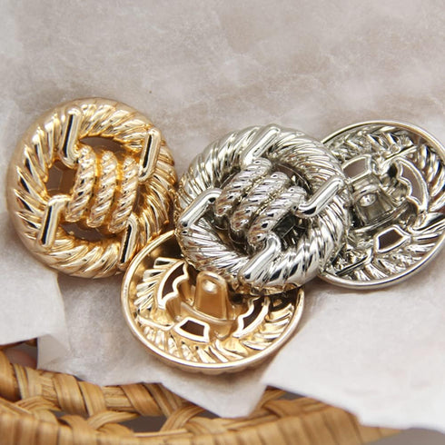 5 PCS Fashion Knotted Rope Metal Sweater Buttons for Clothes Decorative Women Coat Buttons Sewing Accessories (Silver, 25mm)...