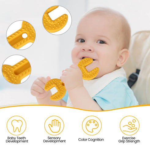 4 Pack Chew Baby Teething Toys for 0-12 Months, Freezable BPA Free Silicone Baby Molar Teether Chew Toys, Hammer Wrench Spanner Pliers Shape Baby ...