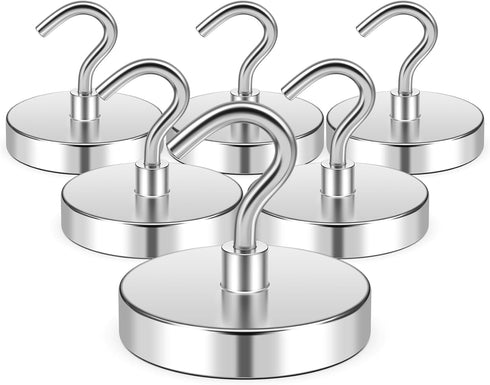 FINDMAG Magnetic Hooks 120lbs, Rare Earth Magnet Hooks Heavy Duty for Hanging, Neodymium Magnet with Hooks for Refrigerator, Home, Kitchen, Office...