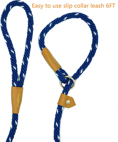 Premium Training Slip Lead for Dogs, No Pull Slip Rope Dog Training Leash 6ft, Heavy Duty Durable Braided Lead with Different Thickness (6FT*12MM,...
