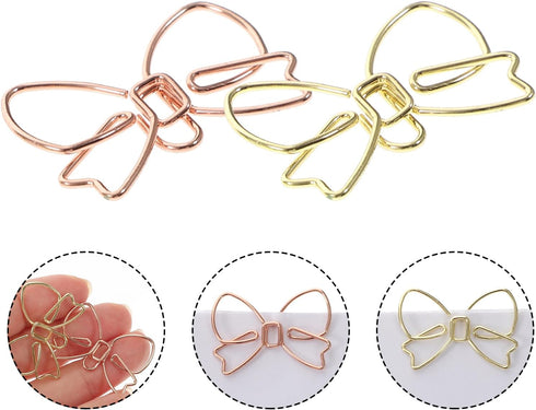 20pcs Paper Clip with Bow Office Paperclips Delicate Paper Clips Decorative Paper Clips Metal Paper Clips Lovely Paper Clips Cross Paper Clips Bow...