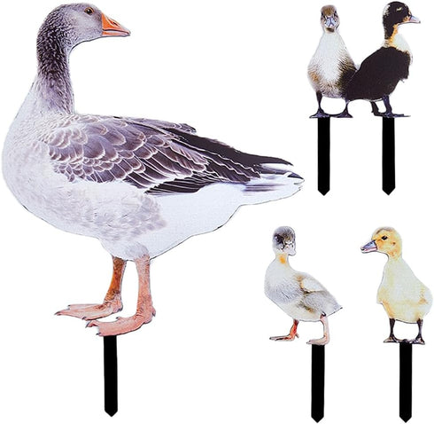 CREATCABIN 4Pcs Duck Yard Art Ground Insert Decorations Acrylic Garden Stake Double Sided Printing Statue Outdoor Stakes Animal Sculpture Sign Yar...