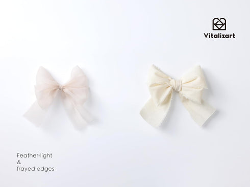 Vitalizart Frayed Sheer Ribbon Set 1 1/2 Inch Organza Silk Ribbons for Gift Wrapping Flower Bouquet Wedding Invitations Bridal Shower Party Decor ...