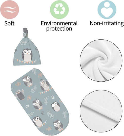 Swaddle Blanket for Baby, Swaddling Sleeping Sacks, Unisex Baby Stuff with Hat, Owl...