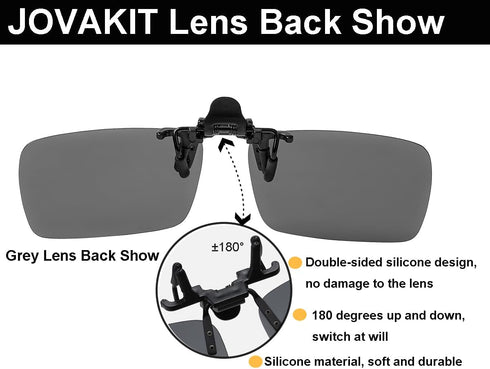 JOVAKIT Square Polarized Clip On Flip Up Sunglasses Over Prescription Glasses for Men Women Rectangle Shape Sun Glasses...