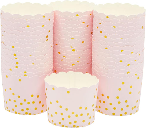 Sparkle and Bash 50 Pack Pink and Gold Cupcake Wrappers, Paper Baking Cups, Muffin Liners for Baby Shower, Birthday Party (2.2 In)...