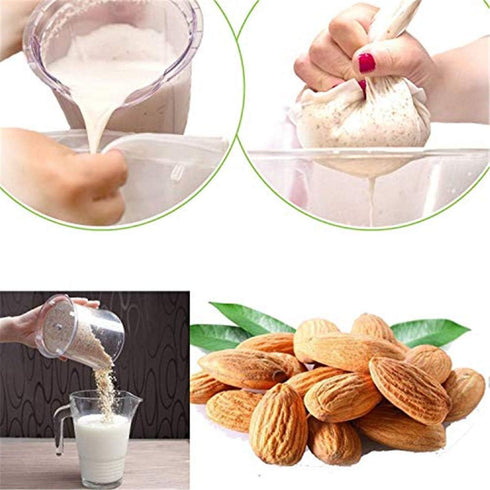 2 Pcs Pro Quality Nut Milk Bag - Big 10"X12" Commercial Grade - Reusable Almond Milk Bag & All Purpose Food Strainer - Fine Mesh Nylon Cheesecloth...