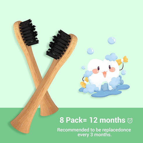 Bamboo Electric Toothbrush Replacement Heads with Plant-Based Bristle Compatible with Philips Sonicare 4 Pack (Waved Soft Bristle)...