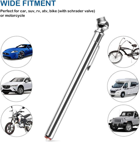 CZC AUTO Pencil Tire Pressure Gauge, Mechanical Air Gage, Stainless Stem Single Chuck with Pocket Clip Tyre Checker for Motorcycle Bike Car RV SUV...