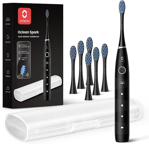 Oclean Electric Toothbrush for Adults, 150 Days Battery Life Electric Toothbrush, USB Rechargeable Sonic Travel Toothbrush with 6 Brush Heads & Tr...