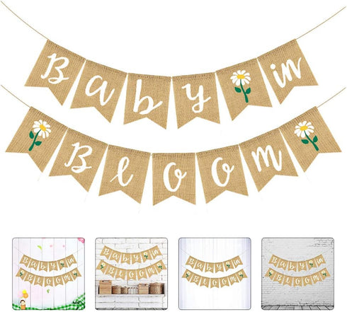Baby in Bloom Sign Banner Baby Welcome Boy Girl Banner Welcome Baby Garland for Boys Girls Baby Shower Party Decorations...