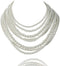 Kalse 8 Layers Strand Simulated Pearl Strand Bib Pendant Choker Chain Necklace...